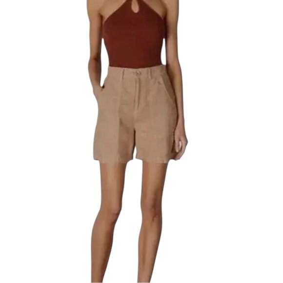 Enza Costa High-Waisted French Linen Shorts - Picture 6 of 6